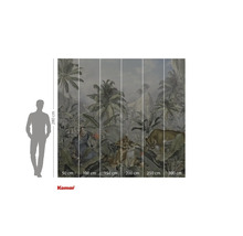Komar wandafbeelding met jungle motief, palmen en leeuwenfamilie, 280x300 cm