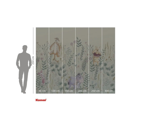 Komar fotobehang met Winnie de Poeh, Teigetje, Knorretje en Iejoor motieven, hoogte 250 cm en breedte 300 cm