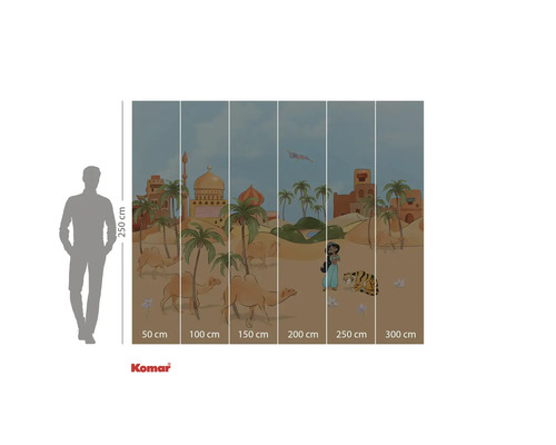Komar fotobehang met woestijnthema, palmbomen, kamelen, prinses Jasmine en tijger