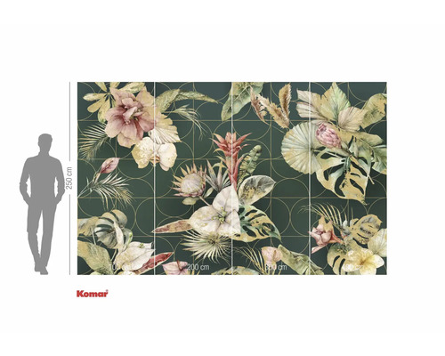 Komar fotobehang met plantmotieven en maatdetails