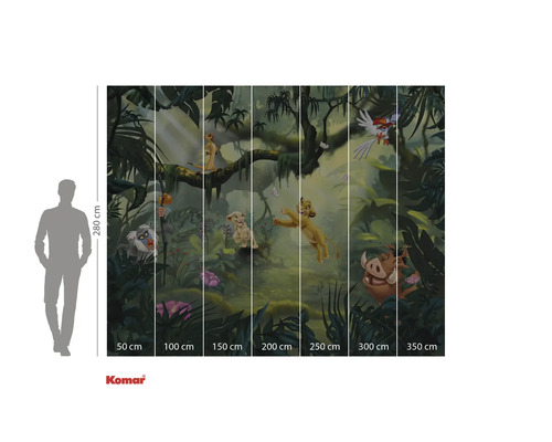Komar fotobehang met jungle motieven en personages uit De Leeuwenkoning, 280 cm hoog en verkrijgbaar in verschillende breedtes