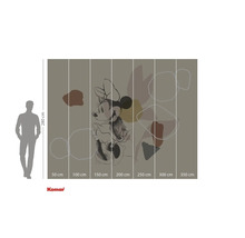 Fotobehang met Minnie Mouse en abstracte vormen, grootte 350 bij 280 centimeter