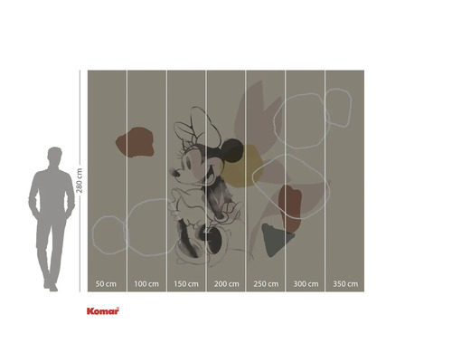 Fotobehang met Minnie Mouse en abstracte vormen, grootte 350 bij 280 centimeter