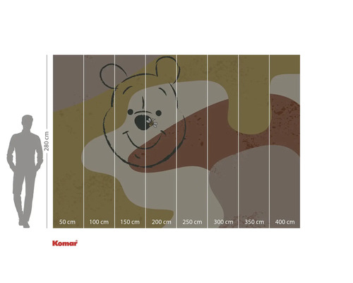 Komar fotobehang met Winnie de Poeh motief en maataanduidingen.