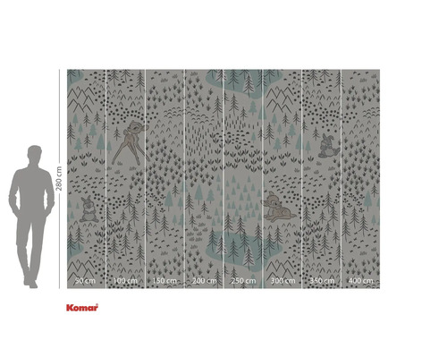 Komar fotobehang met bosmotieven en dierfiguren, 280 x 400 cm