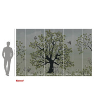 Fotobehang met boom-, vogel- en diermotief