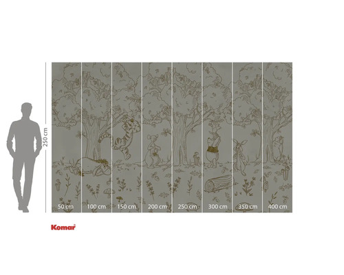 Wandafbeelding met Winnie de Poeh en zijn vrienden in het bos