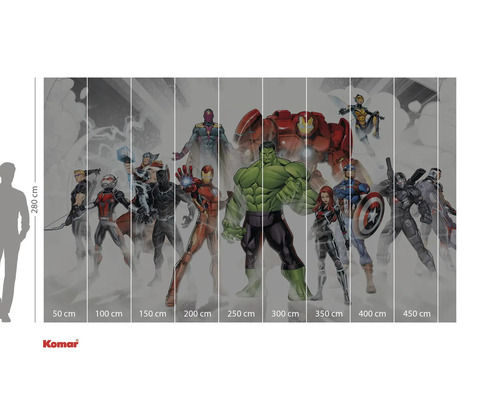 Behang met Marvel Avengers motieven en maatvoering