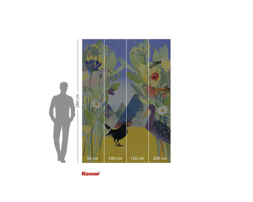 Komar vliesbehang met bloemen en vogelmotieven, 280x200 cm