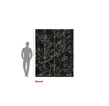 Fotobehang met vogel- en bloemmotief op een donkere achtergrond, afmetingen 250 x 200 cm