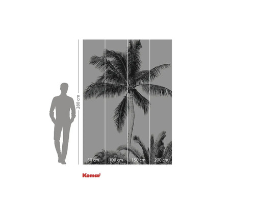 Fotobehang met palmmotief en hoogteaanduiding