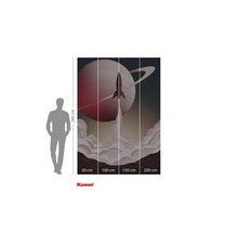 Fotobehang met raketlancering voor een planeet