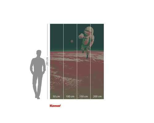 Komar ruimte fotobehang met astronaut en maatgegevens