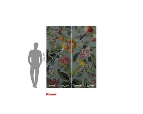 Fotobehang met planten-, bloemen- en vogelmotieven