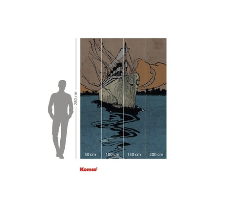 Vliesbehang met scheepsmotief, afmetingen 280 cm hoog en 300 cm breed