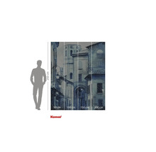 Meerdelig fotobehang met stadsgezicht en hoogte-indicatie