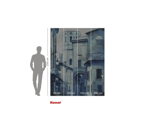 Meerdelig fotobehang met stadsgezicht en hoogte-indicatie