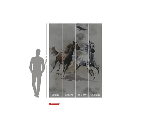 Komar fotobehang met paardenmotief en maataanduidingen