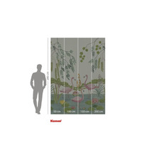 Fotobehang met flamingo's, waterlelies en planten