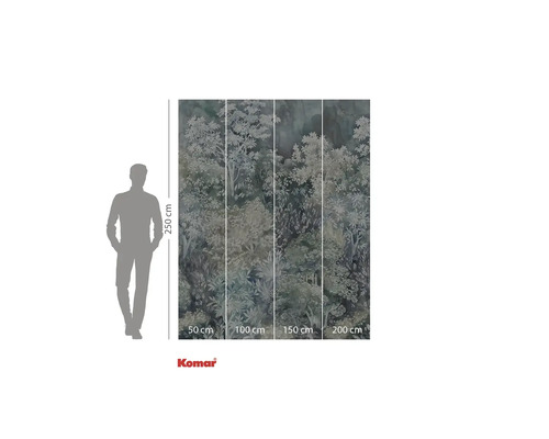 Komar fotobehang met bosmotief en maataanduidingen