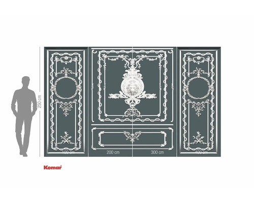 Fotobehang met klassiek ornamentpatroon en maataanduidingen