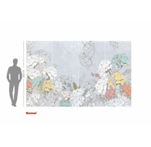 Fotobehang met bloemmotief en hoogte-indicatie