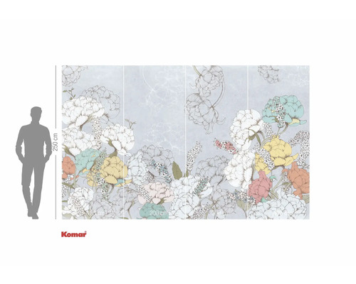 Fotobehang met bloemmotief en hoogte-indicatie