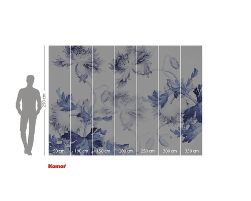 Behang met bloemmotief en maatindicaties