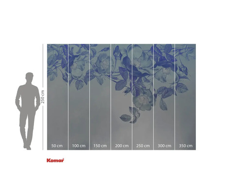 Komar fotobehang met bloemmotief en maataanduidingen