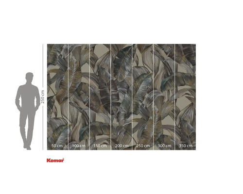 Fotobehang met bladeren en maataanduidingen