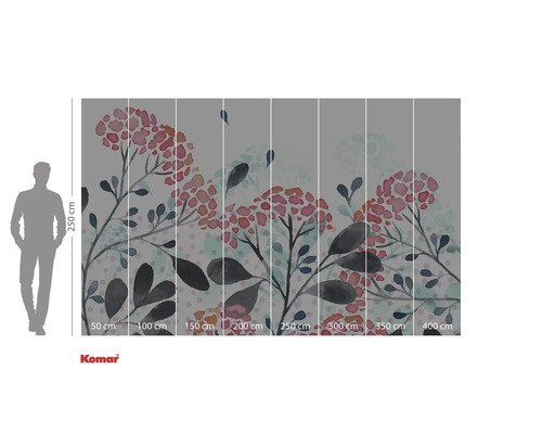 Fotobehang met bloemmotief en maataanduidingen