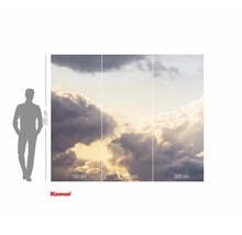 Fotobehang met wolkenmotief en maataanduidingen