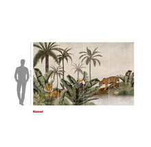 Fotobehang met jungle-thema, palmbomen en tijgers