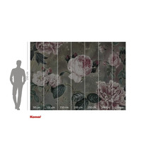 Fotobehang met rozenmotief en maatvoering.