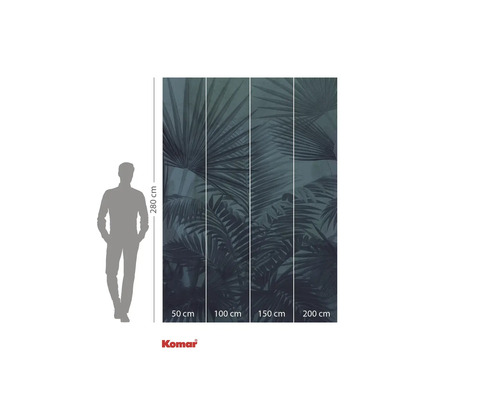 Komar fotobehang met palmmotief en maataanduidingen