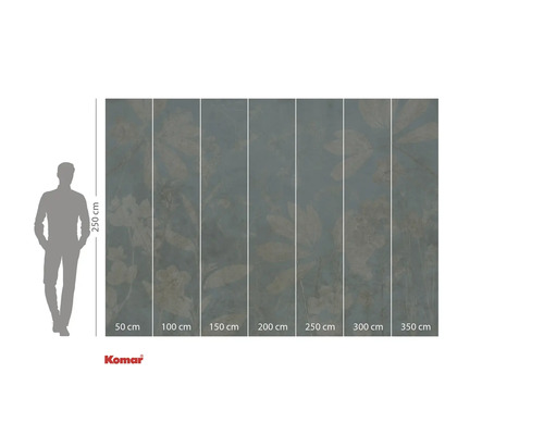 Behang met bloemmotief en maataanduidingen