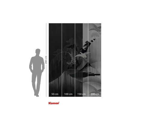 Fotobehang met kraanvogelmotief en maatdetails