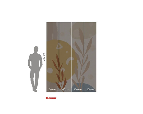 Fotobehang met plantmotieven en maataanduidingen