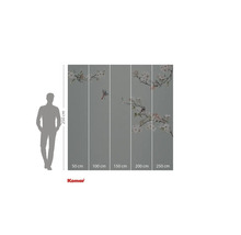 Behang met vogel- en bloemmotieven, afmetingen 250 bij 250 centimeter