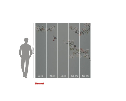 Behang met vogel- en bloemmotieven, afmetingen 250 bij 250 centimeter
