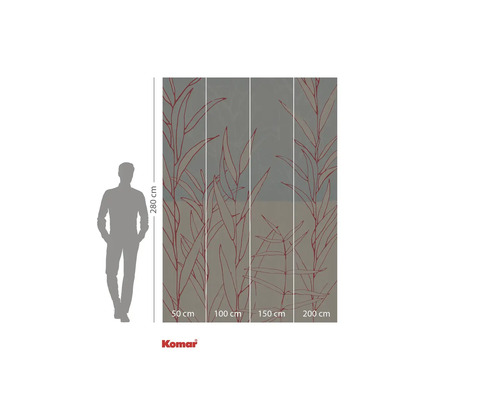 Fotobehang met plantenmotief en maataanduidingen