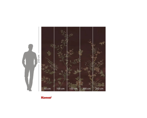 Fotobehang met bloemenpatroon en maataanduidingen