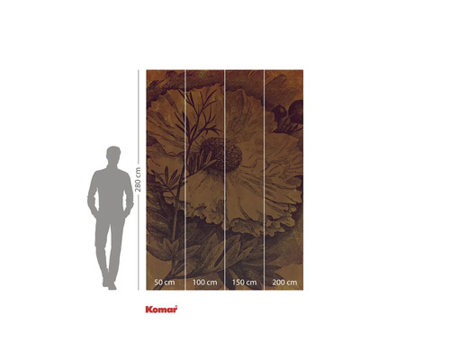 Fotobehang met bloemmotief, bestaande uit vier delen, afmetingen 280 cm hoog maal 200 cm breed