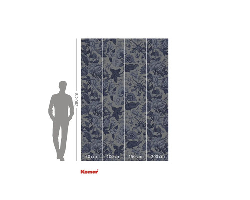 Fotobehang met bloemmotief en maataanduidingen