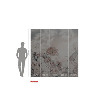 Fotobehang met bloemenpatroon en bewolkte hemel