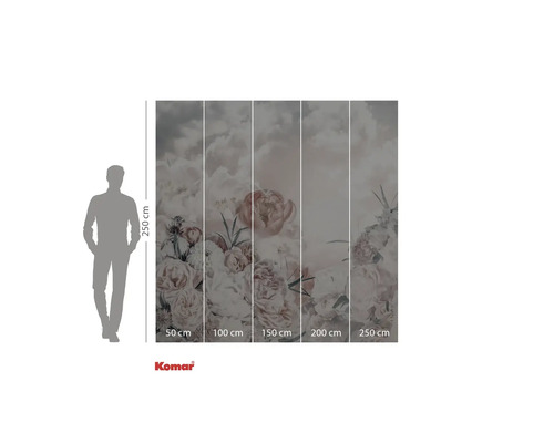 Fotobehang met bloemenpatroon en bewolkte hemel