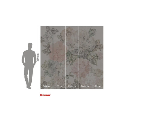 Fotobehang met bloemmotief en maatindicaties
