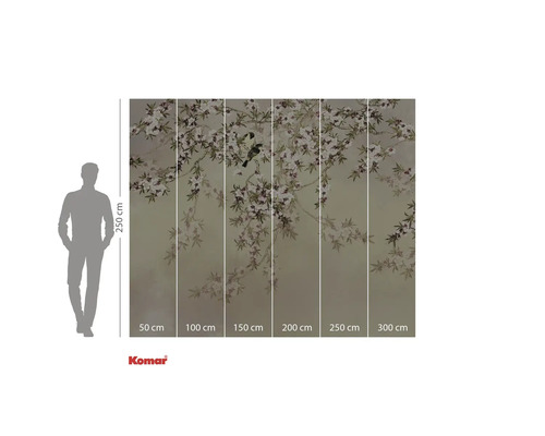 Fotobehang met bloemmotief en vogelmotief als wanddecoratie