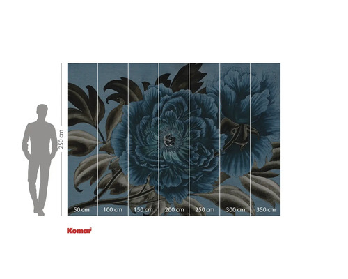 Behang met bloemmotief en maataanduiding