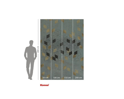 Komar fotobehang met grafisch patroon en maatgegevens